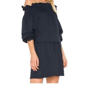 Diane Von Furstenberg Navy Ruffled bell sleeve Dress